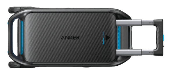 Top view of the Anker F2600 power station with an extendable handle and portable design, supplied by UPS Equip.